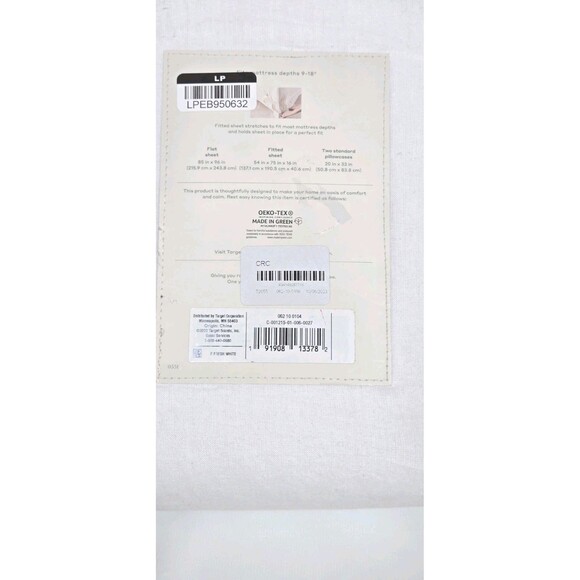 Casaluna 100% Linen Fresh White Full Size 4 Piece Sheet Set New - Picture 7 of 7